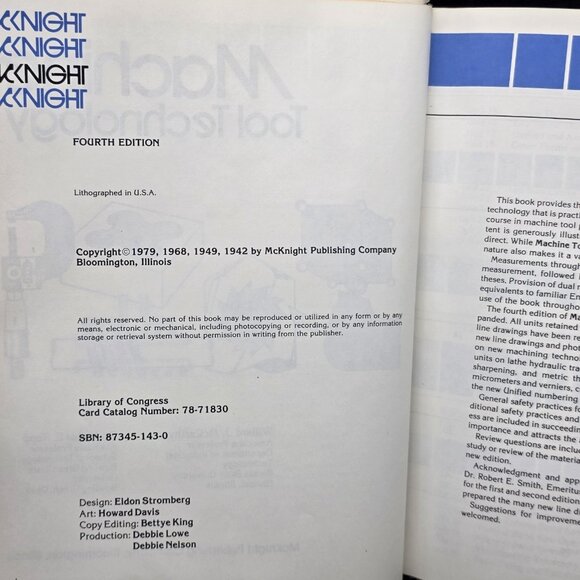 1979 MACHINE TOOL TECHNOLOGY McCarthy Repp McKnight Publish 4th Ed HC Metalwork - Picture 4 of 16